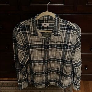 Obey Men's Gray and Black Plaid Button Down Shirt